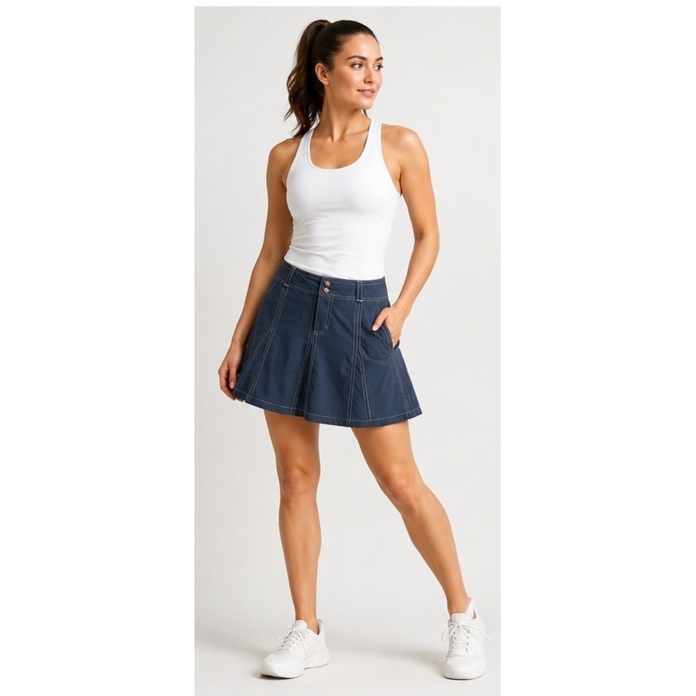 Athleta Women Active Skort SZ 6 Gray Contrast Stitch Hiking Golf Skirt Gorpcore